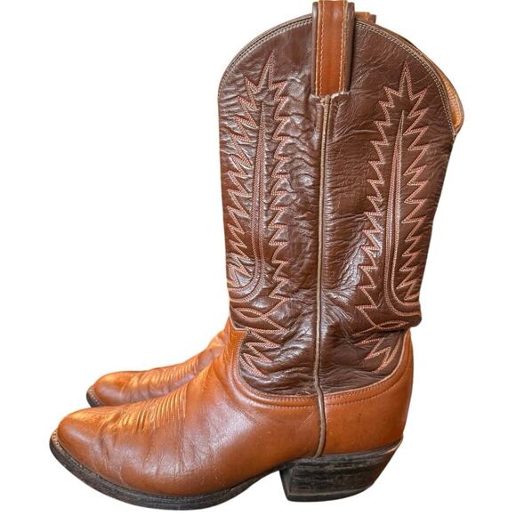 Vintage Tony Lama Two-Toned Brown Leather Western Cowboy Boots 6210 Men Size 7.5